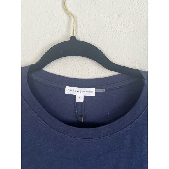 Grey Lab Woman Navy Blue Round Neck T-Shirt, Size Large - Picture 3 of 6